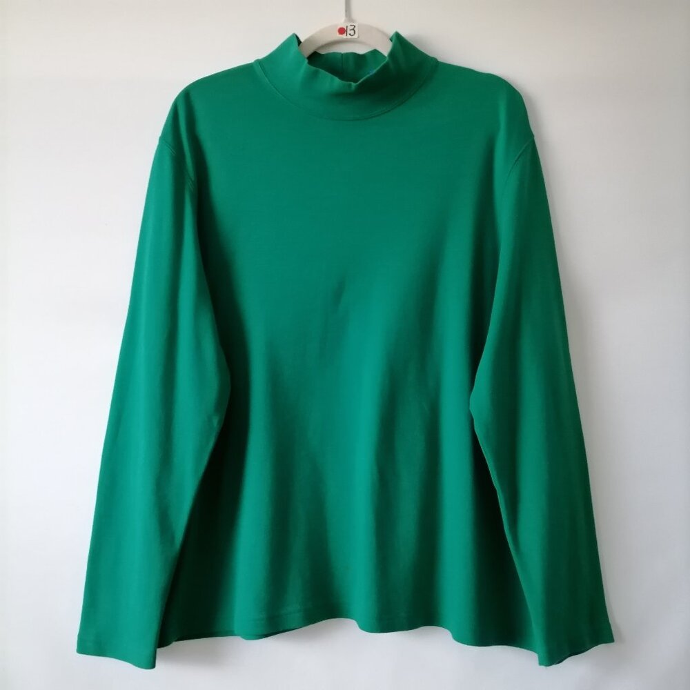 Vintage Karen Scott Sport Womens Green High Neck Knit Pullover Sweater Size 1X